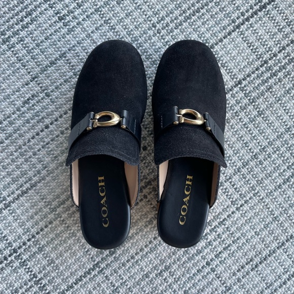 Coach size 5.5 black suede clogs - Picture 2 of 5